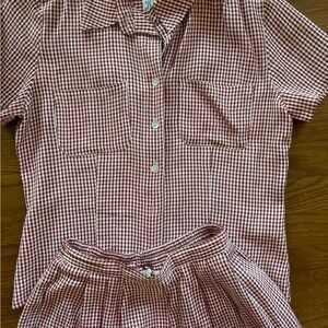 Talbots Red Gingham Jumpsuit